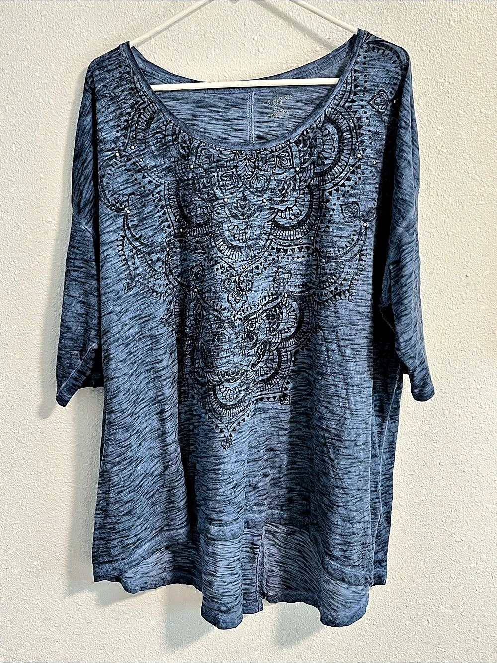 Catherines Blue Abstract Tunic Size 1X 18/20 WP Like New